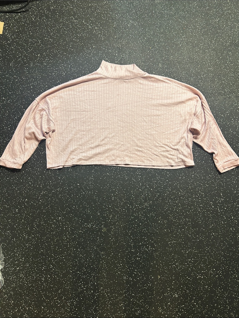 Lucky Brand Ribbed Cropped Mock Neck Top - Mauve Pink